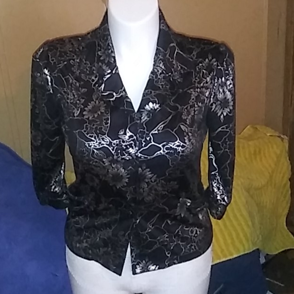 Vintage Unique Spectrum Floral Jacket/Top Sz Med